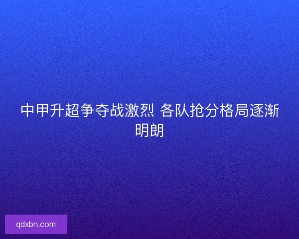 中甲升超争夺战激烈 各队抢分格局逐渐明朗
