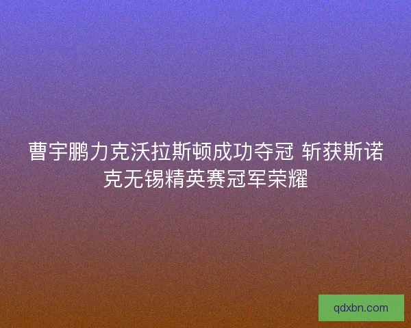 曹宇鹏力克沃拉斯顿成功夺冠 斩获斯诺克无锡精英赛冠军荣耀 曹宇鹏力克沃拉斯顿成功夺冠 斩获斯诺克无锡精英赛冠军荣耀