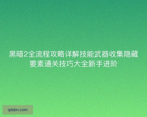 黑暗2全流程攻略详解技能武器收集隐藏要素通关技巧大全新手进阶 黑暗2全流程攻略详解技能武器收集隐藏要素通关技巧大全新手进阶