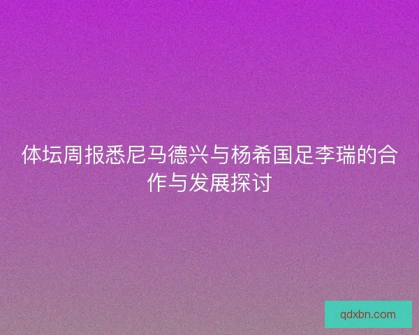 体坛周报悉尼马德兴与杨希国足李瑞的合作与发展探讨